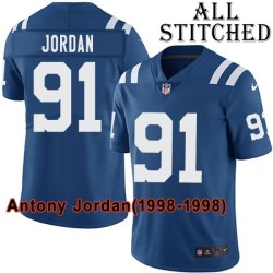 Blue Home Embroidered Antony Jordan Indianapolis Colts #91 Stitched Jersey