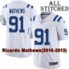 White Embroidered Ricardo Mathews Indianapolis Colts #91 Stitched Jersey
