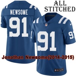 Blue Home Embroidered Jonathan Newsome Indianapolis Colts #91 Stitched Jersey
