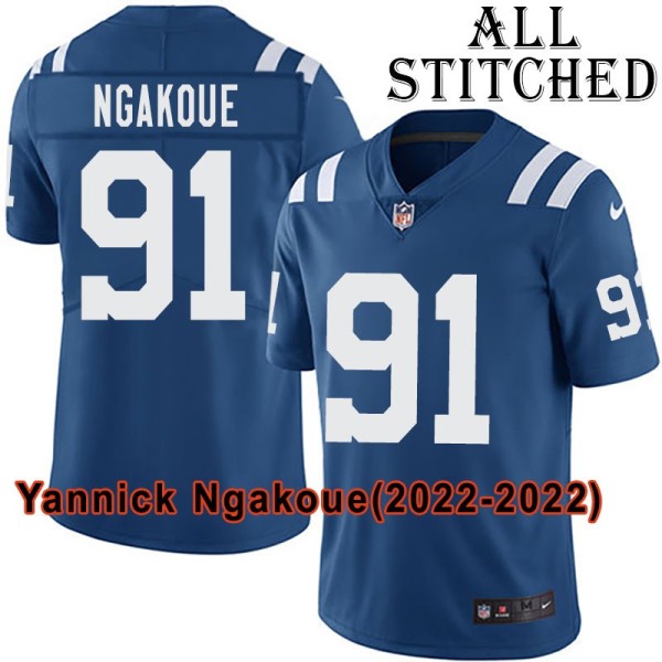 Blue Home Embroidered Yannick Ngakoue Indianapolis Colts #91 Stitched Jersey