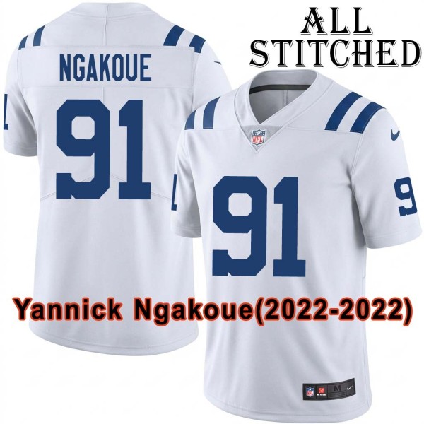 White Embroidered Yannick Ngakoue Indianapolis Colts #91 Stitched Jersey