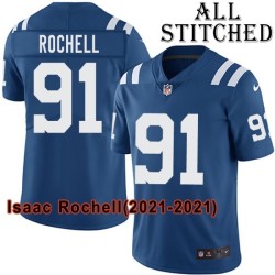 Blue Home Embroidered Isaac Rochell Indianapolis Colts #91 Stitched Jersey