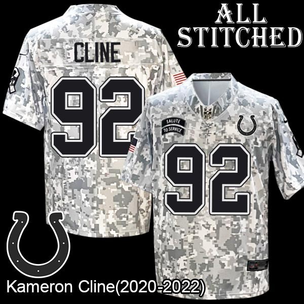 Camo Embroidered Kameron Cline Indianapolis Colts #92 Stitched Jersey