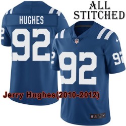 Blue Home Embroidered Jerry Hughes Indianapolis Colts #92 Stitched Jersey