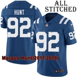 Blue Home Embroidered Margus Hunt Indianapolis Colts #92 Stitched Jersey
