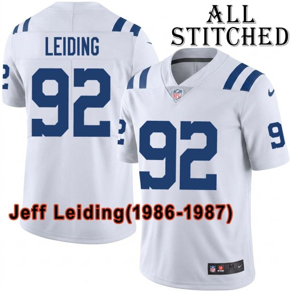 White Embroidered Jeff Leiding Indianapolis Colts #92 Stitched Jersey