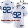 White Embroidered Tom Sims Indianapolis Colts #92 Stitched Jersey