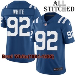 Blue Home Embroidered Brad White Indianapolis Colts #92 Stitched Jersey