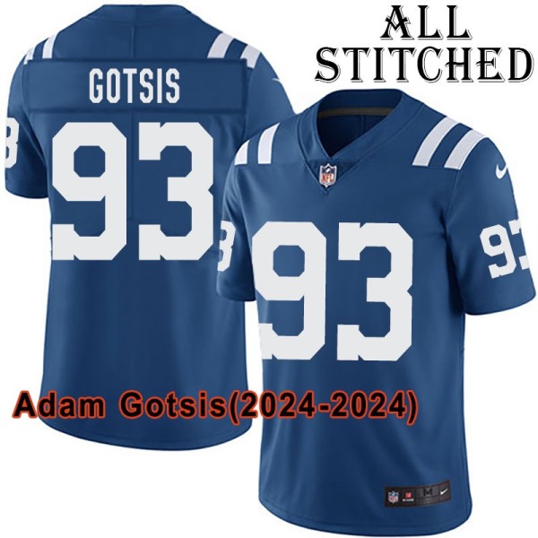 Blue Home Embroidered Adam Gotsis Indianapolis Colts #93 Stitched Jersey