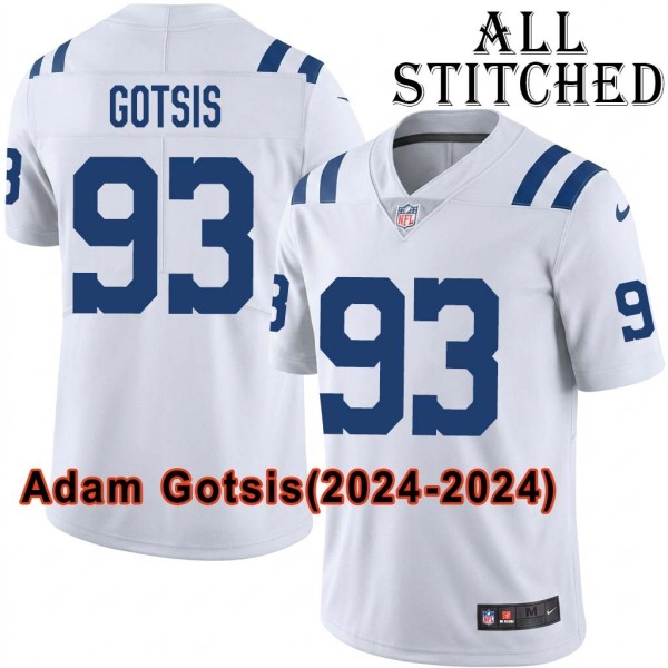 White Embroidered Adam Gotsis Indianapolis Colts #93 Stitched Jersey