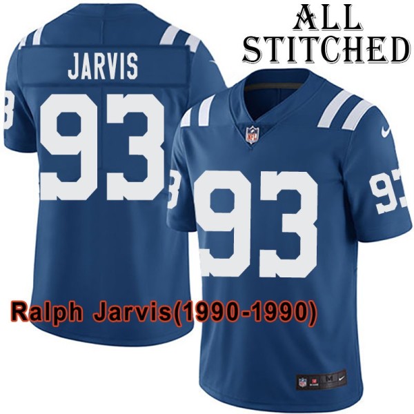 Blue Home Embroidered Ralph Jarvis Indianapolis Colts #93 Stitched Jersey
