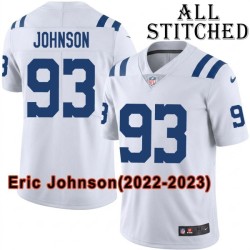 White Embroidered Eric Johnson Indianapolis Colts #93 Stitched Jersey