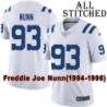 White Embroidered Freddie Joe Nunn Indianapolis Colts #93 Stitched Jersey