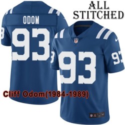 Blue Home Embroidered Cliff Odom Indianapolis Colts #93 Stitched Jersey