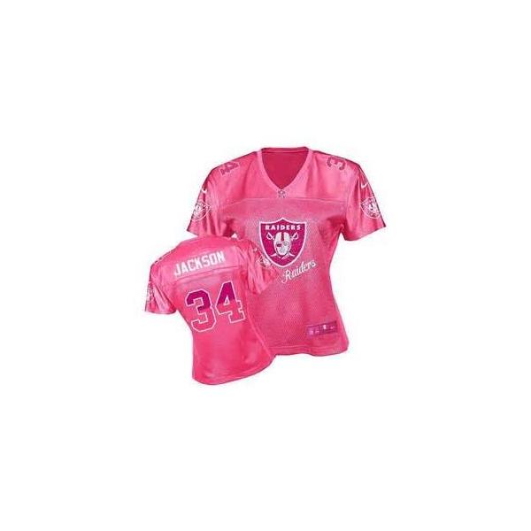 [FEM FAN II] JACKSON Oakland #34 Womens Football Jersey - Bo Jackson Womens Football Jersey (Red)_Free Shipping