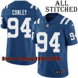 Blue Home Embroidered Steve Conley Indianapolis Colts #94 Stitched Jersey