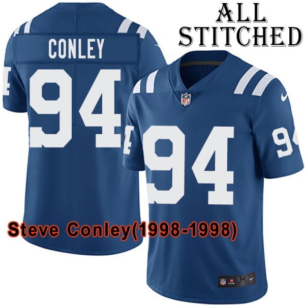 Blue Home Embroidered Steve Conley Indianapolis Colts #94 Stitched Jersey