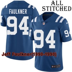 Blue Home Embroidered Jeff Faulkner Indianapolis Colts #94 Stitched Jersey