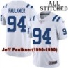 White Embroidered Jeff Faulkner Indianapolis Colts #94 Stitched Jersey