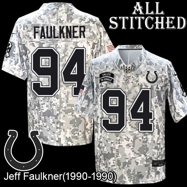 Camo Embroidered Jeff Faulkner Indianapolis Colts #94 Stitched Jersey