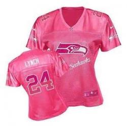 [FEM FAN II] LYNCH Seattle #24 Womens Football Jersey - Marshawn Lynch Womens Football Jersey (Red)_Free Shipping