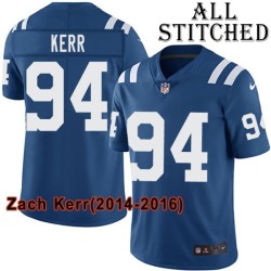 Blue Home Embroidered Zach Kerr Indianapolis Colts #94 Stitched Jersey