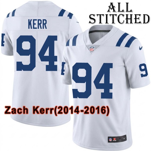White Embroidered Zach Kerr Indianapolis Colts #94 Stitched Jersey