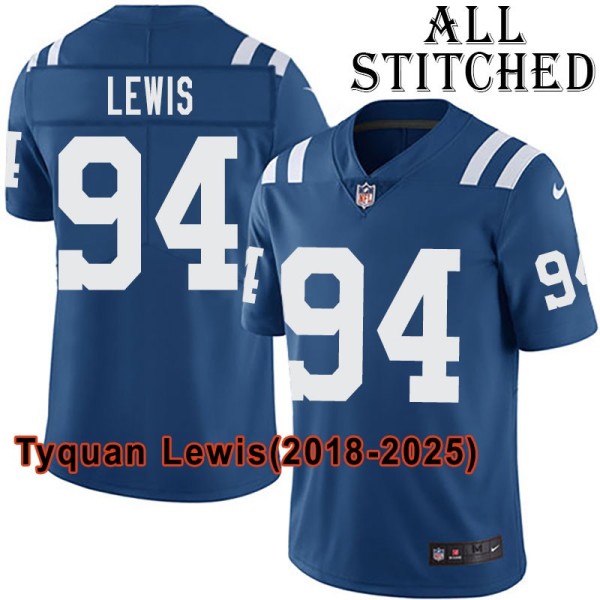 Blue Home Embroidered Tyquan Lewis Indianapolis Colts #94 Stitched Jersey
