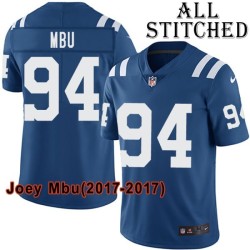 Blue Home Embroidered Joey Mbu Indianapolis Colts #94 Stitched Jersey