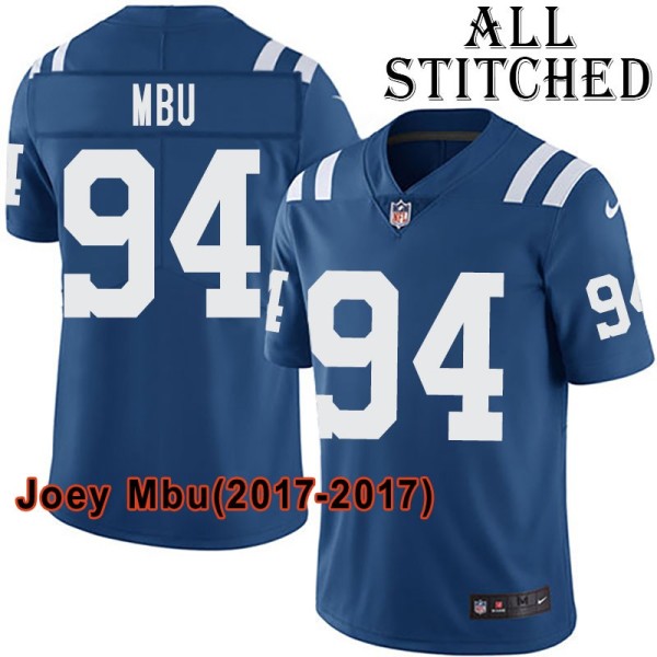 Blue Home Embroidered Joey Mbu Indianapolis Colts #94 Stitched Jersey
