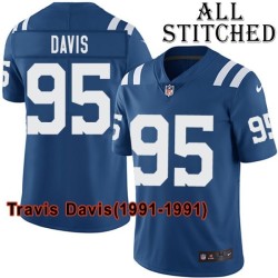 Blue Home Embroidered Travis Davis Indianapolis Colts #95 Stitched Jersey