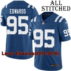 Blue Home Embroidered Lavar Edwards Indianapolis Colts #95 Stitched Jersey