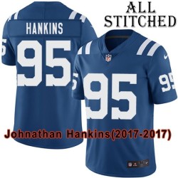Blue Home Embroidered Johnathan Hankins Indianapolis Colts #95 Stitched Jersey