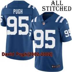 Blue Home Embroidered David Pugh Indianapolis Colts #95 Stitched Jersey