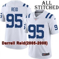 White Embroidered Darrell Reid Indianapolis Colts #95 Stitched Jersey