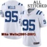 White Embroidered Mike Wells Indianapolis Colts #95 Stitched Jersey