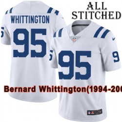 White Embroidered Bernard Whittington Indianapolis Colts #95 Stitched Jersey