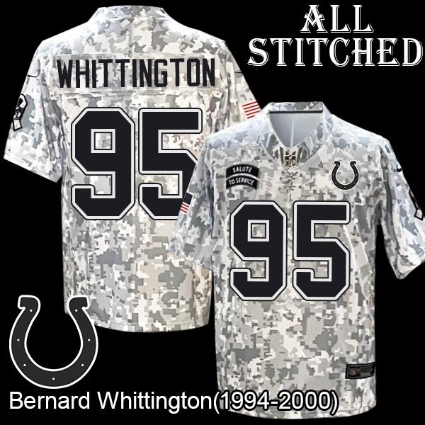 Camo Embroidered Bernard Whittington Indianapolis Colts #95 Stitched Jersey