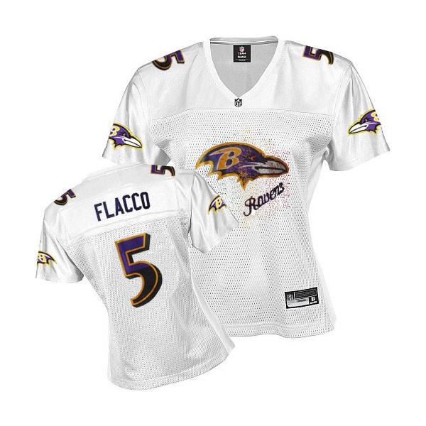 [FEM FAN I] FLACCO Baltimore #5 Womens Football Jersey - Joe Flacco Womens Football Jersey (White)_Free Shipping