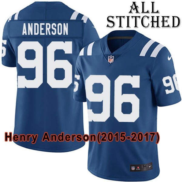 Blue Home Embroidered Henry Anderson Indianapolis Colts #96 Stitched Jersey