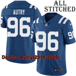 Blue Home Embroidered Denico Autry Indianapolis Colts #96 Stitched Jersey