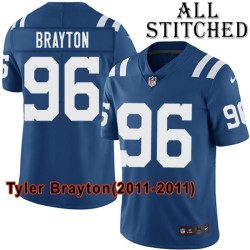 Blue Home Embroidered Tyler Brayton Indianapolis Colts #96 Stitched Jersey