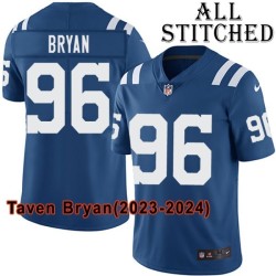 Blue Home Embroidered Taven Bryan Indianapolis Colts #96 Stitched Jersey