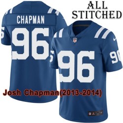 Blue Home Embroidered Josh Chapman Indianapolis Colts #96 Stitched Jersey
