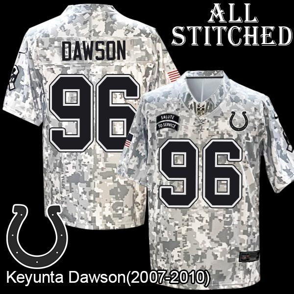 Camo Embroidered Keyunta Dawson Indianapolis Colts #96 Stitched Jersey