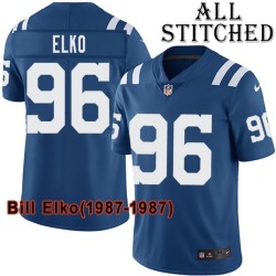 Blue Home Embroidered Bill Elko Indianapolis Colts #96 Stitched Jersey