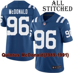 Blue Home Embroidered Quintus McDonald Indianapolis Colts #96 Stitched Jersey