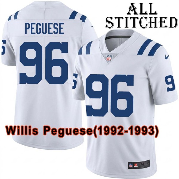 White Embroidered Willis Peguese Indianapolis Colts #96 Stitched Jersey