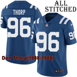 Blue Home Embroidered Don Thorp Indianapolis Colts #96 Stitched Jersey