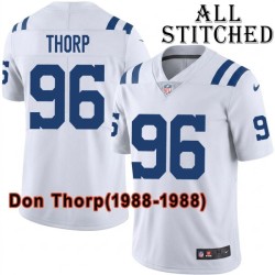 White Embroidered Don Thorp Indianapolis Colts #96 Stitched Jersey